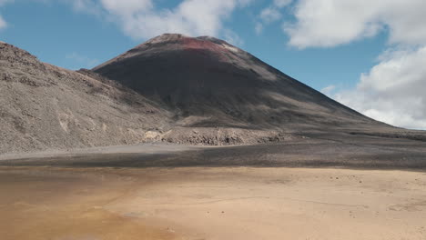 volcanic landscape with crater and peak