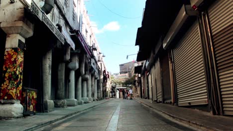 empty old city street urban view