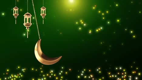 4k eid mubarak islamic design hanging ramadan candle lantern and mosque abstract background