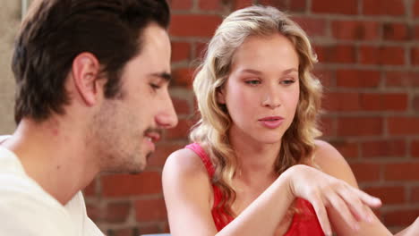 casual business team talking at desk