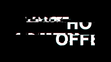 hot offer glitch effect text digital tv distortion 4k loop animation