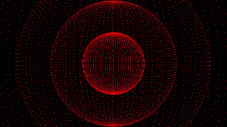 Abstract red rotating sphere. Seamless animation