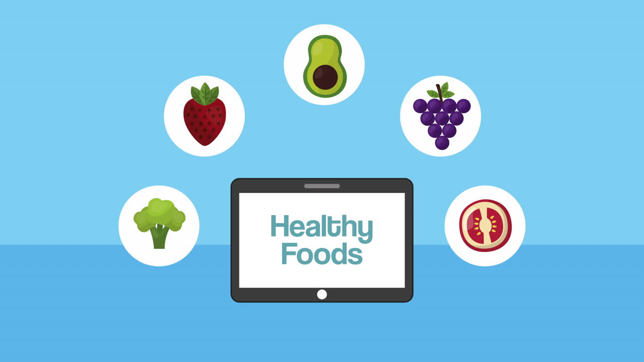 tabletas con frutas y verduras alimentos saludables