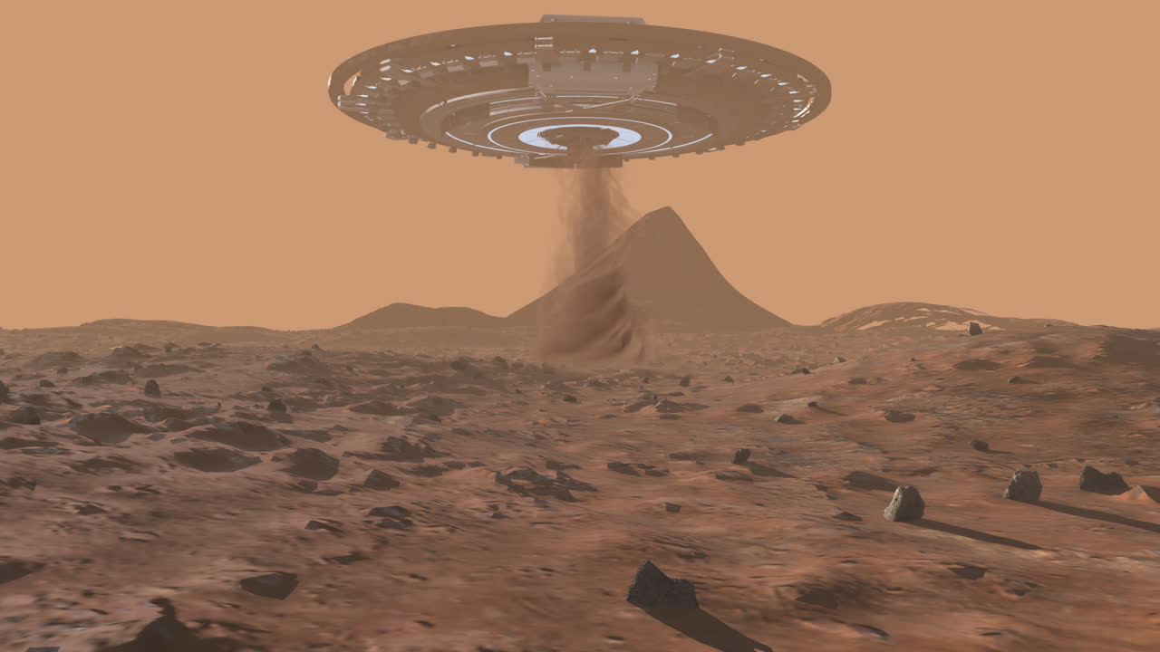 UFO over Martian Landscape