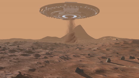 ufo over martian landscape