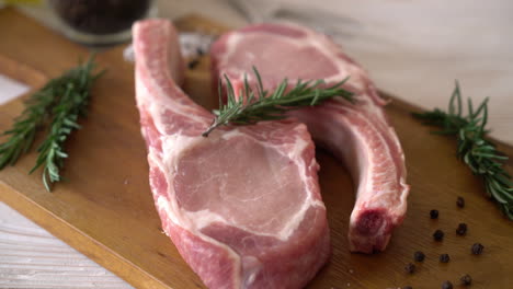 fresh pork chop raw with ingredient