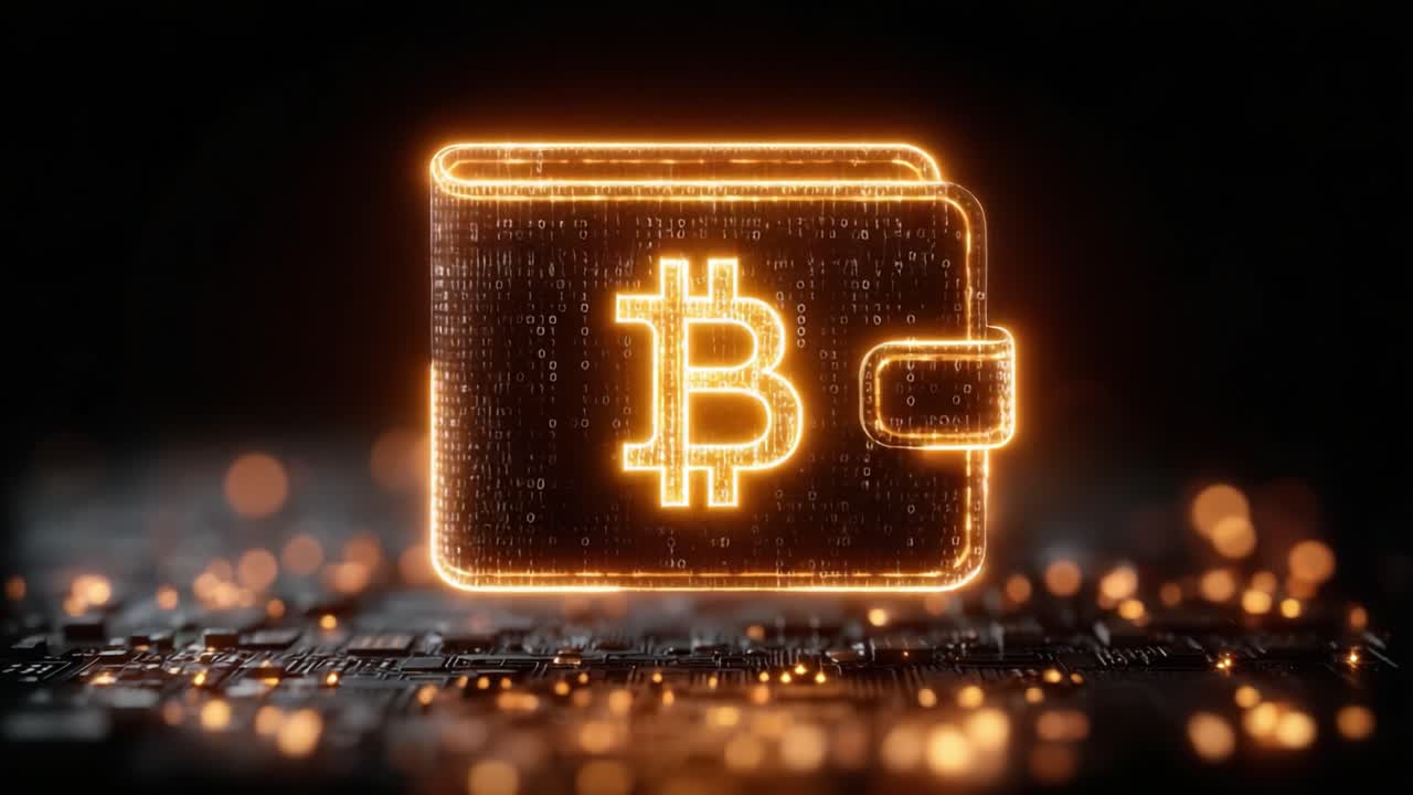 Illuminated Digital Wallet With Bitcoin Symbol: A Glowing Representation of Cryptocurrency Storage, Reflecting Modern Financial Innovations and Digital Currency Trends