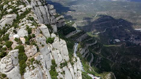 aerial views of montserrat mountain range in catalonia