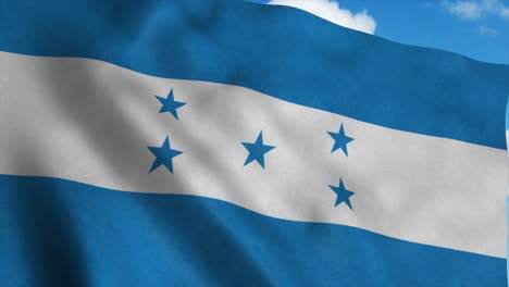 the national flag of honduras waving in the wind, blue sky background. 4k