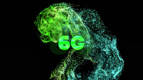 animación de 6g sobre una onda en movimiento brillante