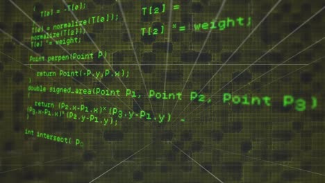 animation of data processing over network of lines