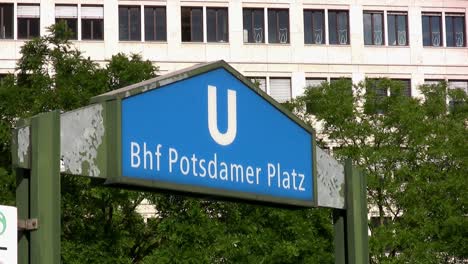 old subway station sign at podsdamer platz, berlin, germany