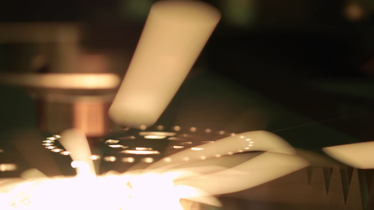 CNC Laser cutting of metal, modern industrial technology.