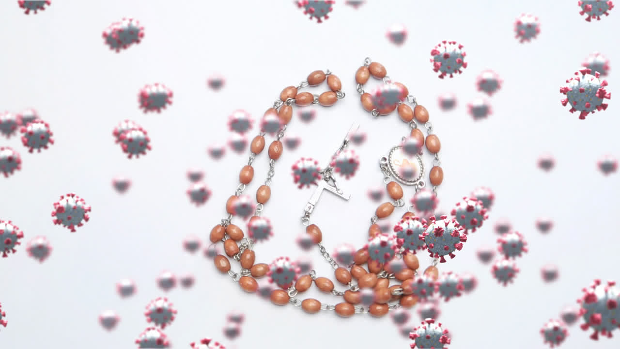 las células de covid-19 que se mueven contra el giro del rosario