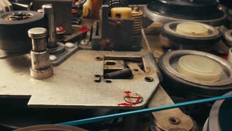 vintage reel-to-reel tape recorder mechanism