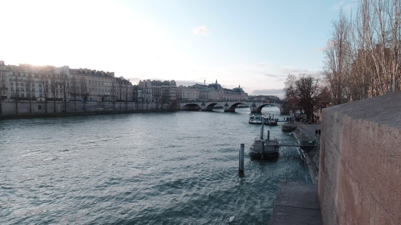 View of Seine river in Paris during evening