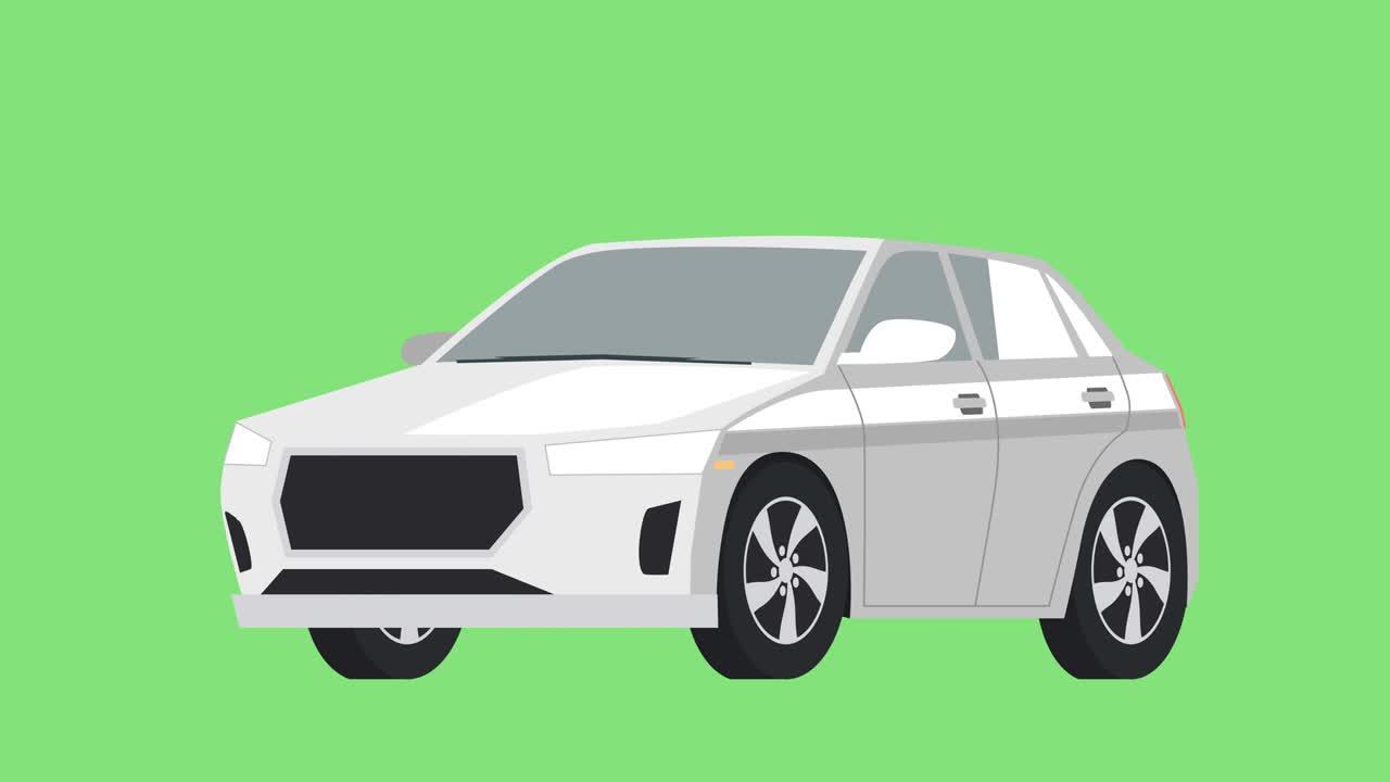 animación de sedán de dibujos animados blanco aislado con canal alfa