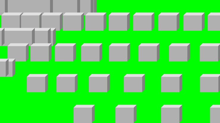 Abstract Animation of Growing Grey Cubes on Green Screen