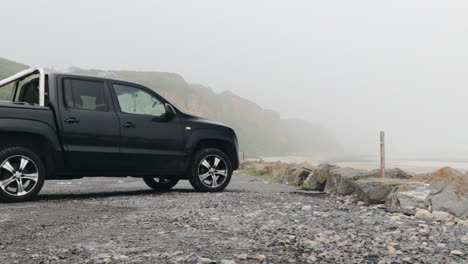 Pickup-truck-parked-at-coast-in-Normandy