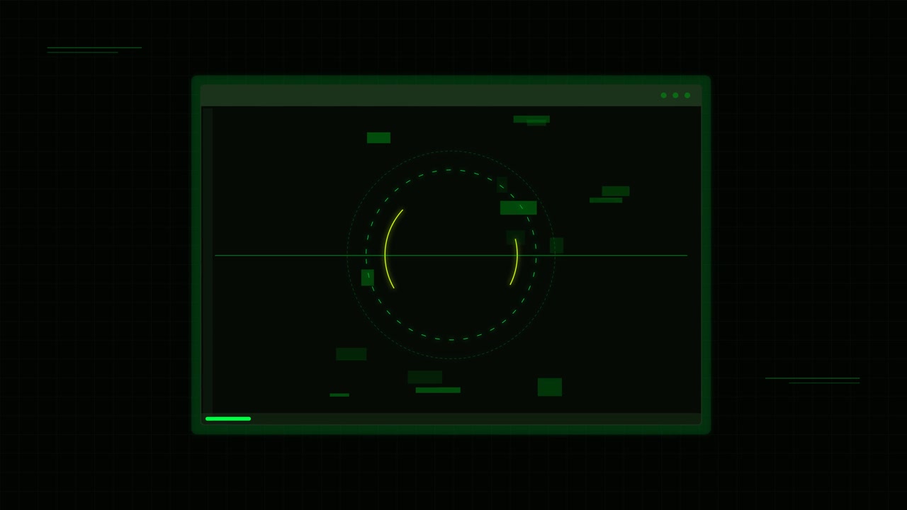 Digital HUD Interface With Rotating Circular Data Visualization