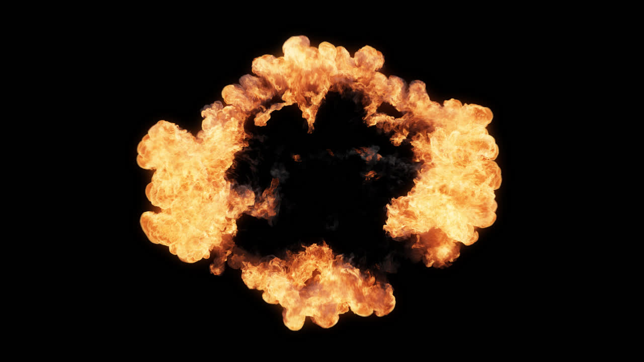 Isolated Fire and Smoke Explosion on Black Background