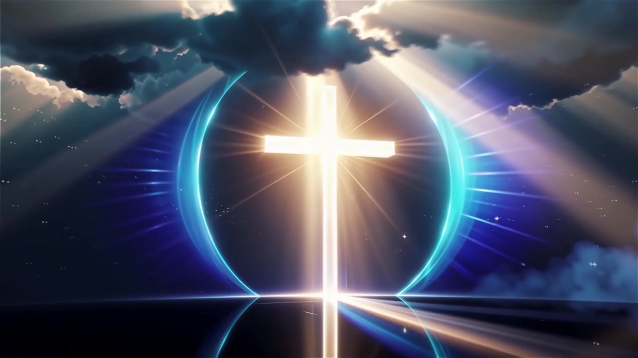 Christian Cross Heavenly Light Worship Background