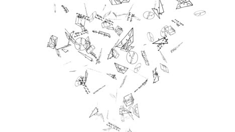 abstract mathematical formulas flying on a dark background loop animation 3d school education