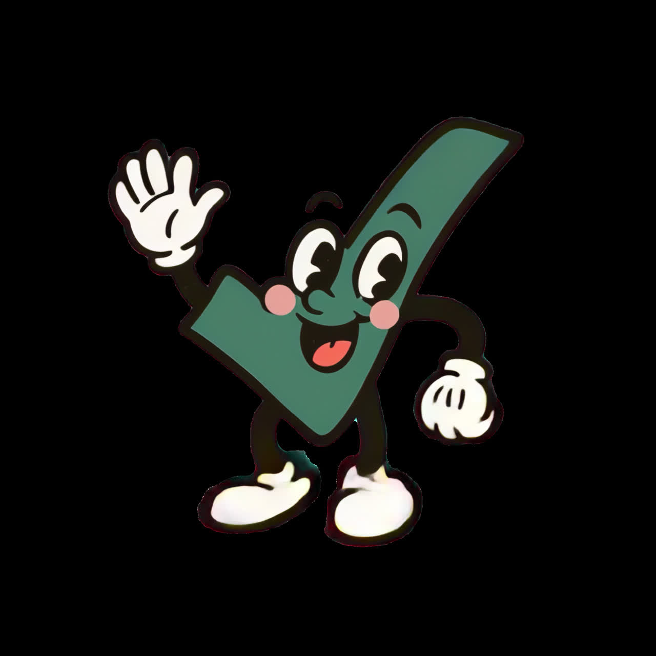 Playful cartoon checkmark character animation isolated asset, transparent 4K video, alpha channel