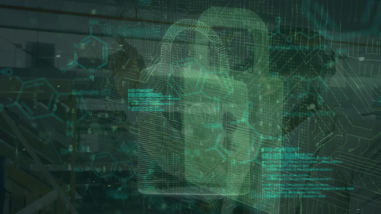 animación del procesamiento de datos sobre un empresario afroamericano que usa auriculares vr