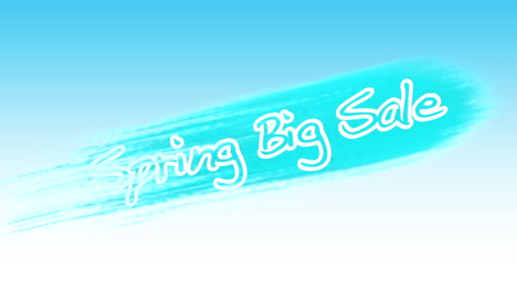 spring big sale with blue brushes on white gradient