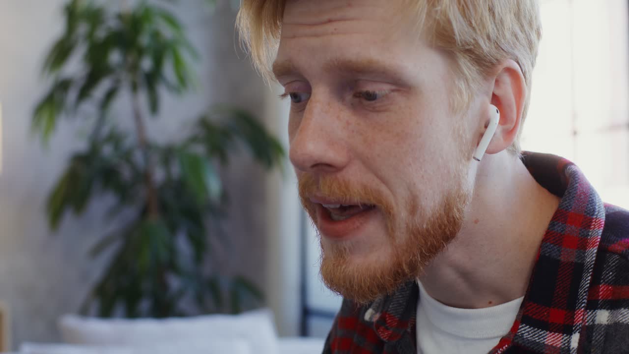 Man with Headphones Listening