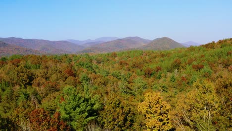 Aerial-drone-shot-showing-beautiful-Fall-colors-in-the-North-Georgia-mountains