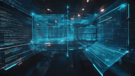 futuristic abstract digital data grid interface