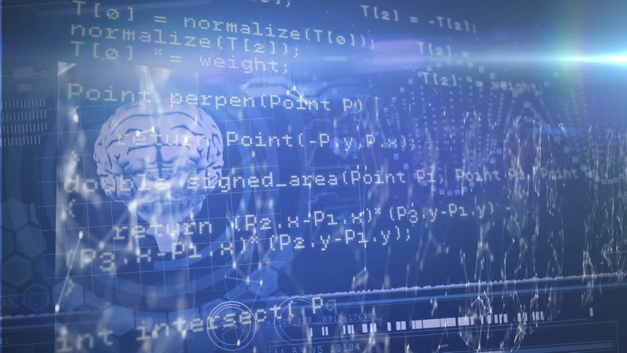 Animation of human brain over data processing and networks of connections