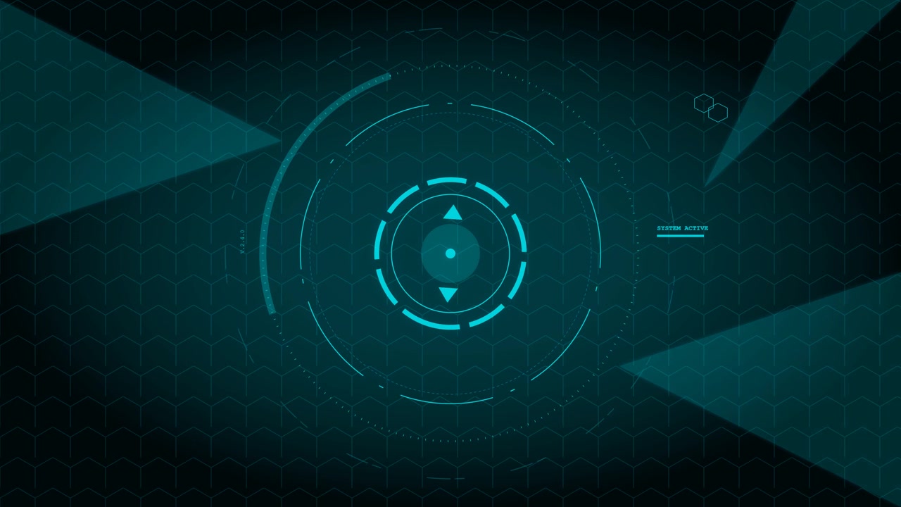 Futuristic Digital HUD Interface with Rotating Circular Elements