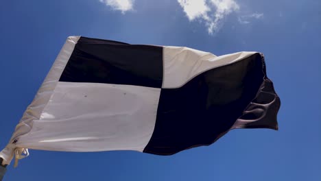 black-and-white-flag-at-beach