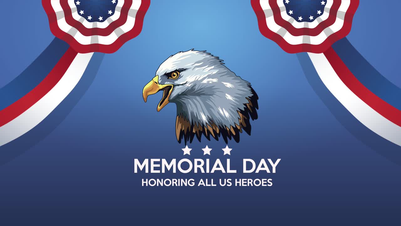 이글과 발이 있는 축하 메모리얼 데이 글 카드