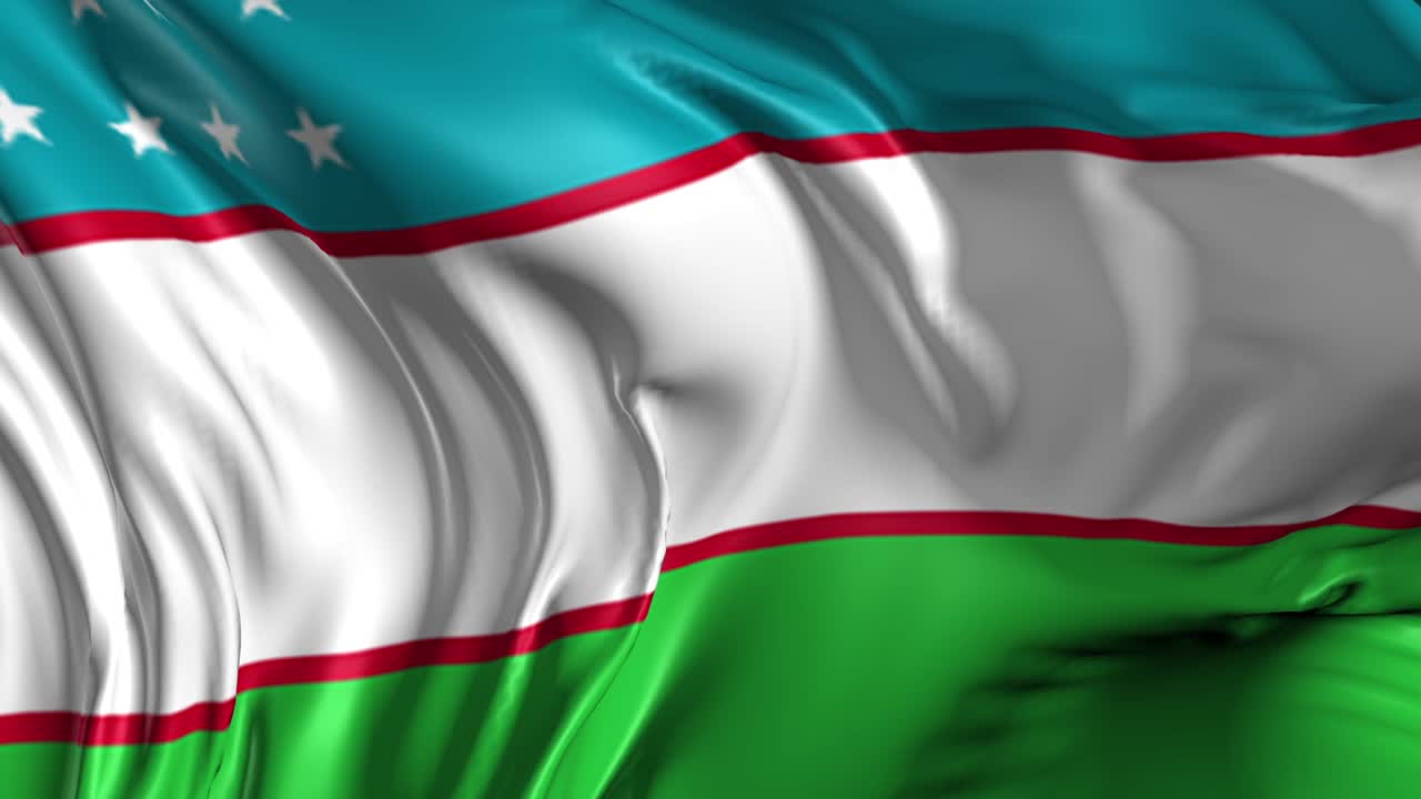 hermosa animación en 3d de la bandera de uzbekistán en modo de bucle