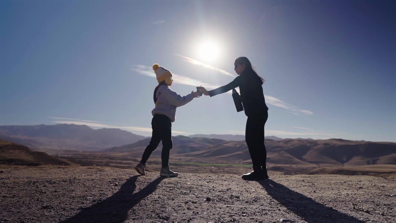 Woman Sharing Mate Drink in Tafí del Valle Argentina Mountain Landscape, Tradition Lifestyle