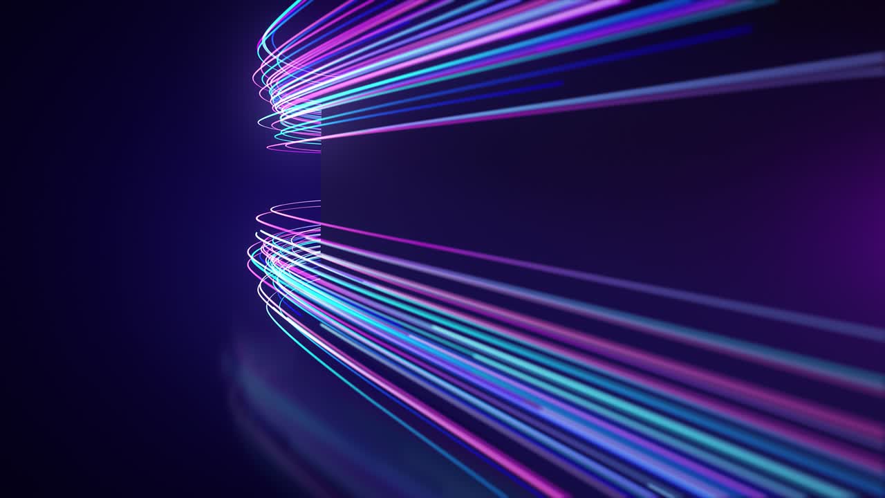 Sfondo astratto in movimento con scie luminose al neon