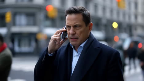 Angry man having a heated phone call in the city