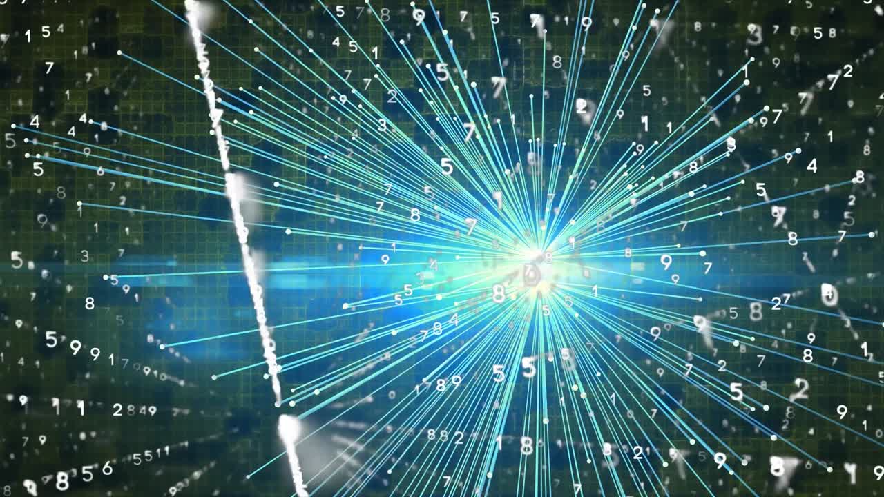 빛나는 연결의 네트워크의 애니메이션과 숫자가 변하는