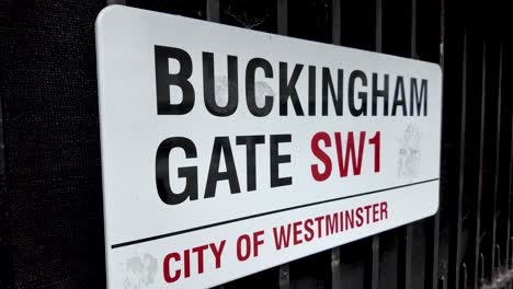 buckingham gate street sign indicates the city of westminster, sw1 area in london, uk