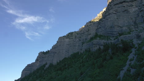 A-Low-Angle-view-of-the-cliffs-and-peaks-near-Bridal-Veil-Falls-in-Utah-near-Salt-Lake-City