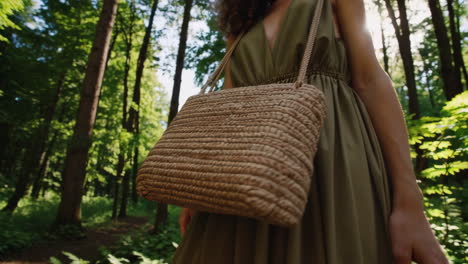 woman in a forest path