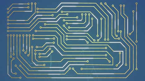 Animation-of-data-processing-over-circuit-board