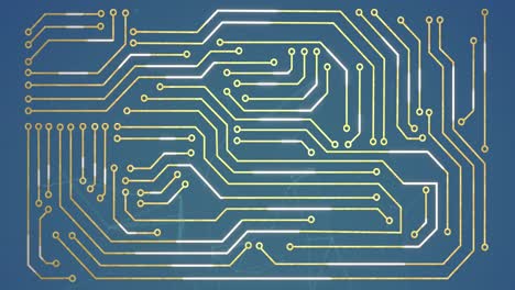 animación del procesamiento de datos a través de una placa de circuitos.