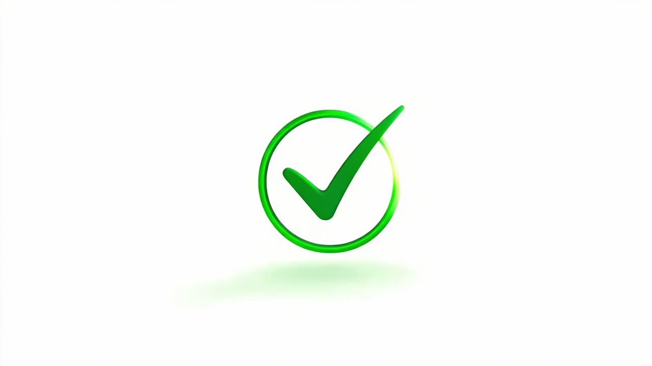 A Vibrant Green Check Mark Symbol Set Against a White Background Signifying Approval, Success, or Completion in Various Contexts and Themes