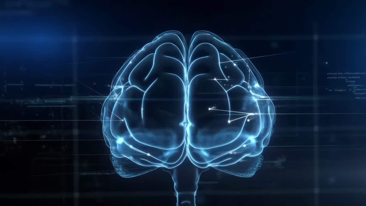 Digital Brain with Neural Connections and Data Overlay