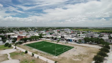 tamaulipas recreation: aerial view of outdoor football soccer field